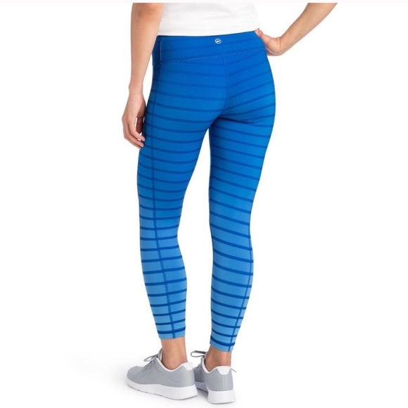VINEYARD VINES Royal Ocean Blue Dip Dye Stripe Performance Leggings - Picture 2 of 7